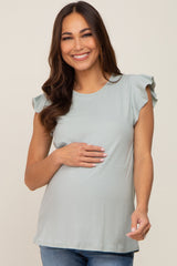 Mint Green Flounce Cap Sleeve Maternity Top