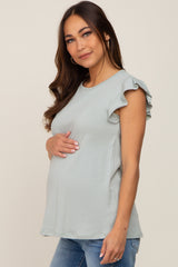 Mint Green Flounce Cap Sleeve Maternity Top