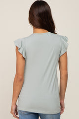 Mint Green Flounce Cap Sleeve Maternity Top