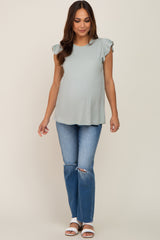 Mint Green Flounce Cap Sleeve Maternity Top