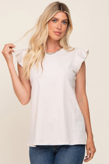 Cream Flounce Cap Sleeve Maternity Top