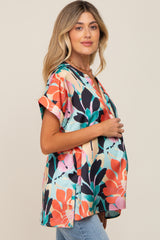 Mint Green Satin V-Neck Short Dolman Sleeve Maternity Top