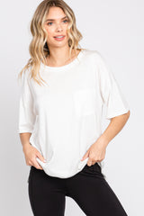 White Short Sleeve Pocketed Maternity Top