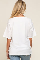 White Short Sleeve Pocketed Maternity Top