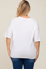 White Short Sleeve Pocketed Plus Maternity Top