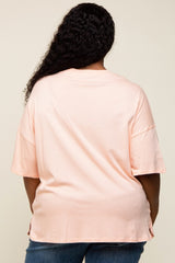 Peach Short Sleeve Pocketed Plus Top