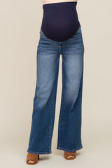 Medium Blue Wide Leg Maternity Jeans