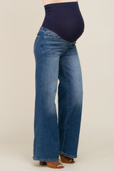 Medium Blue Wide Leg Maternity Jeans