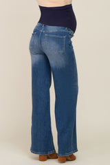 Medium Blue Wide Leg Maternity Jeans