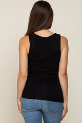 Black Square Neck Ruched Sides Maternity Top