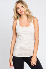 Cream Square Neck Ruched Sides Maternity Top