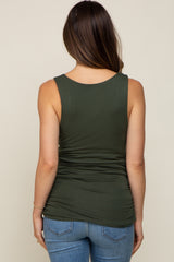 Olive Square Neck Ruched Sides Maternity Top