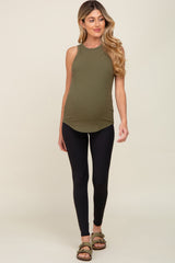 Black Ribbed Maternity Active Leggings