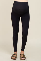 Black Ribbed Maternity Active Leggings