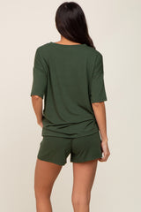 Olive Pocket Front Pajama Short Set