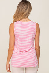 Pink Striped Sleeveless Maternity Top