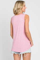 Pink Striped Sleeveless Top