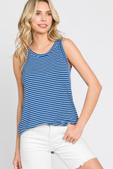 Royal Blue Striped Sleeveless Top