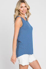 Royal Blue Striped Sleeveless Top