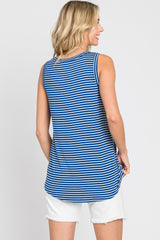 Royal Blue Striped Sleeveless Top