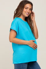 Aqua Short Sleeve Maternity Top