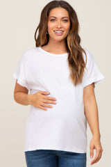 White Short Sleeve Maternity Top