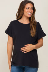 Black Short Sleeve Maternity Top