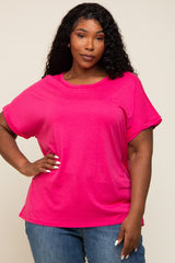 Fuchsia Short Sleeve Plus Top