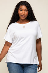 White Short Sleeve Plus Top