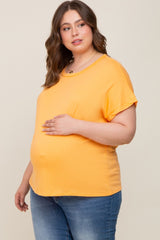 Orange Short Sleeve Plus Maternity Top