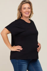 Black Short Sleeve Plus Maternity Top