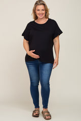 Black Short Sleeve Plus Maternity Top