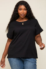 Black Short Sleeve Plus Top