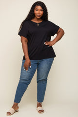 Black Short Sleeve Plus Top