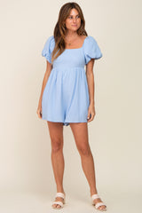 Light Blue Puff Sleeve Romper