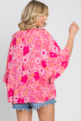 Coral Floral Dolman Sleeve Blouse