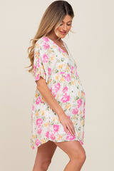 White Floral Babydoll Maternity Dress