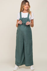 Forest Green Plaid Tie Back Maternity Overall