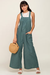 Forest Green Plaid Tie Back Overall