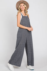 Navy Plaid Tie Back Maternity Overall