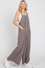 Mocha Plaid Tie Back Overall