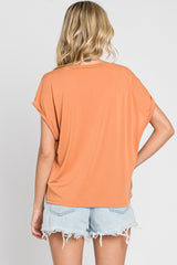 Rust Crew Neck Cuffed Short Sleeve Top