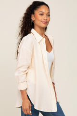 Cream Button Up Collared Top