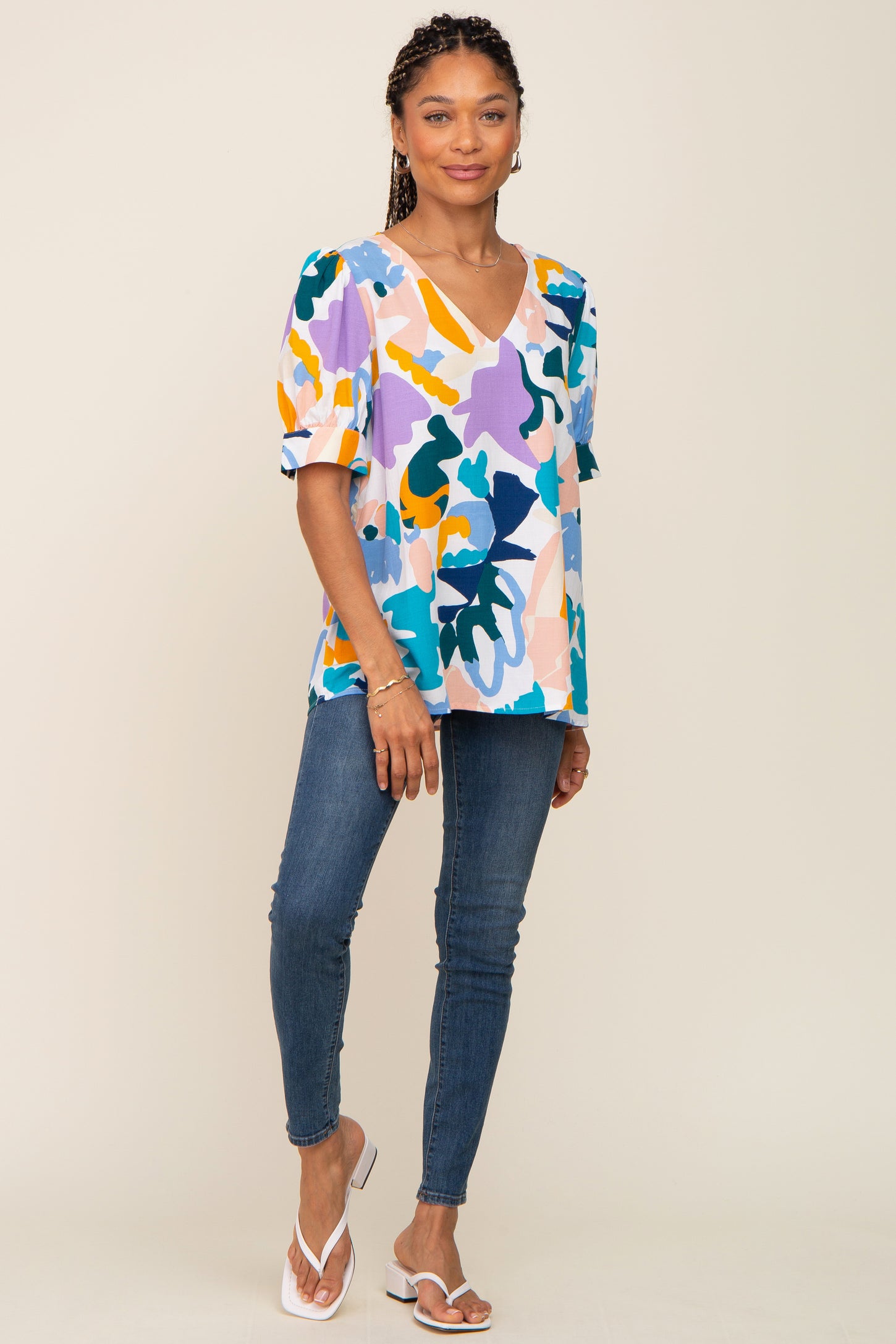 Ivory Multi-Color Printed Blouse