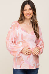 Pink Abstract Print Maternity Blouse