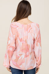 Pink Abstract Print Maternity Blouse