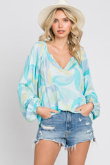 Blue Abstract Print Maternity Blouse