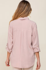 Mauve Button Down Maternity Top