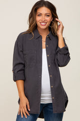 Charcoal Button Down Maternity Top