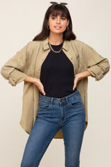 Olive Button Down Maternity Top